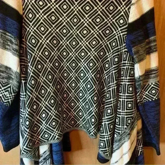 Passport Long Sleeve Draped Open Front Cardigan Blue & Black Size XL - Picture 12 of 14